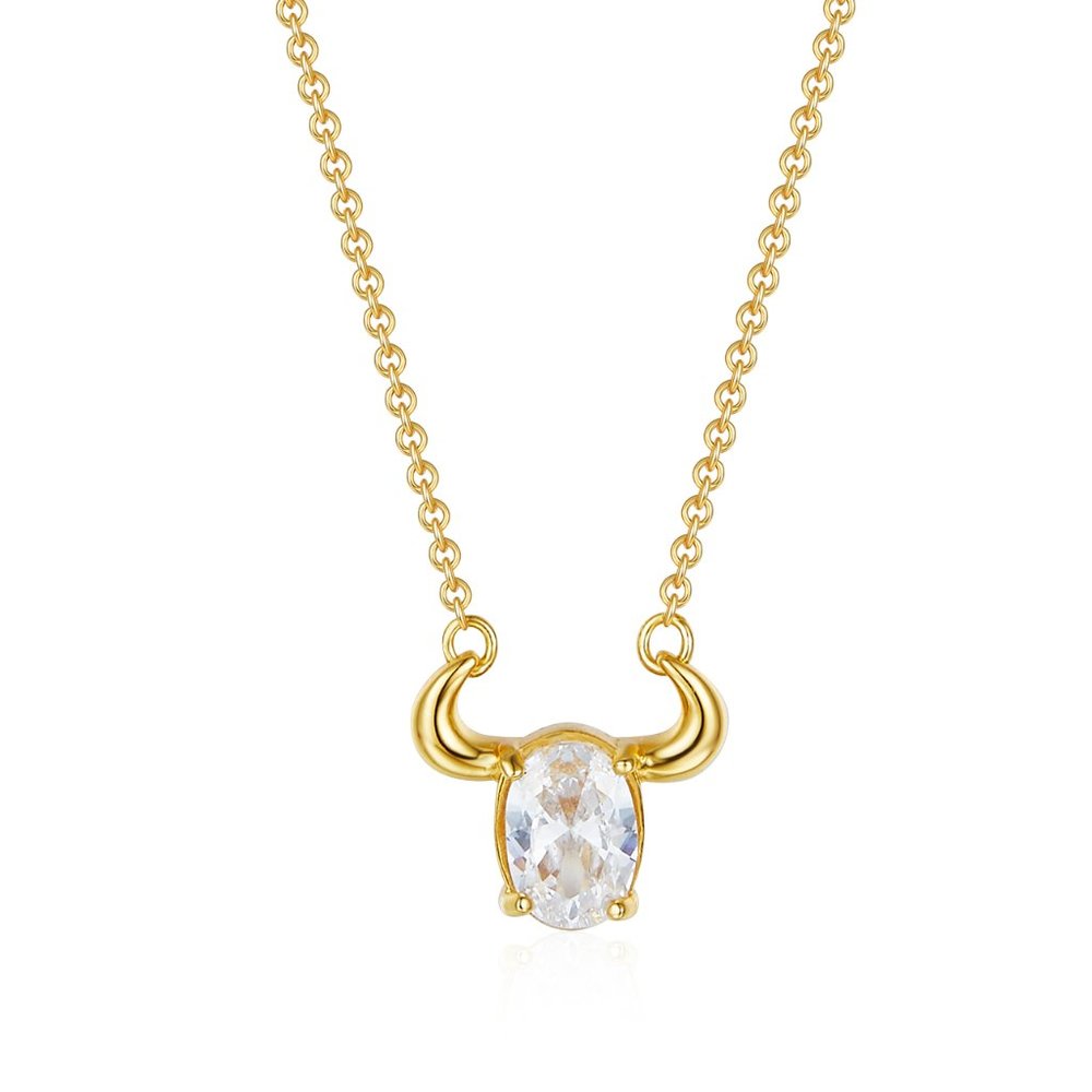 NEW 14K gold plated sterling silver bullhead-shaped chain necklace, elegant